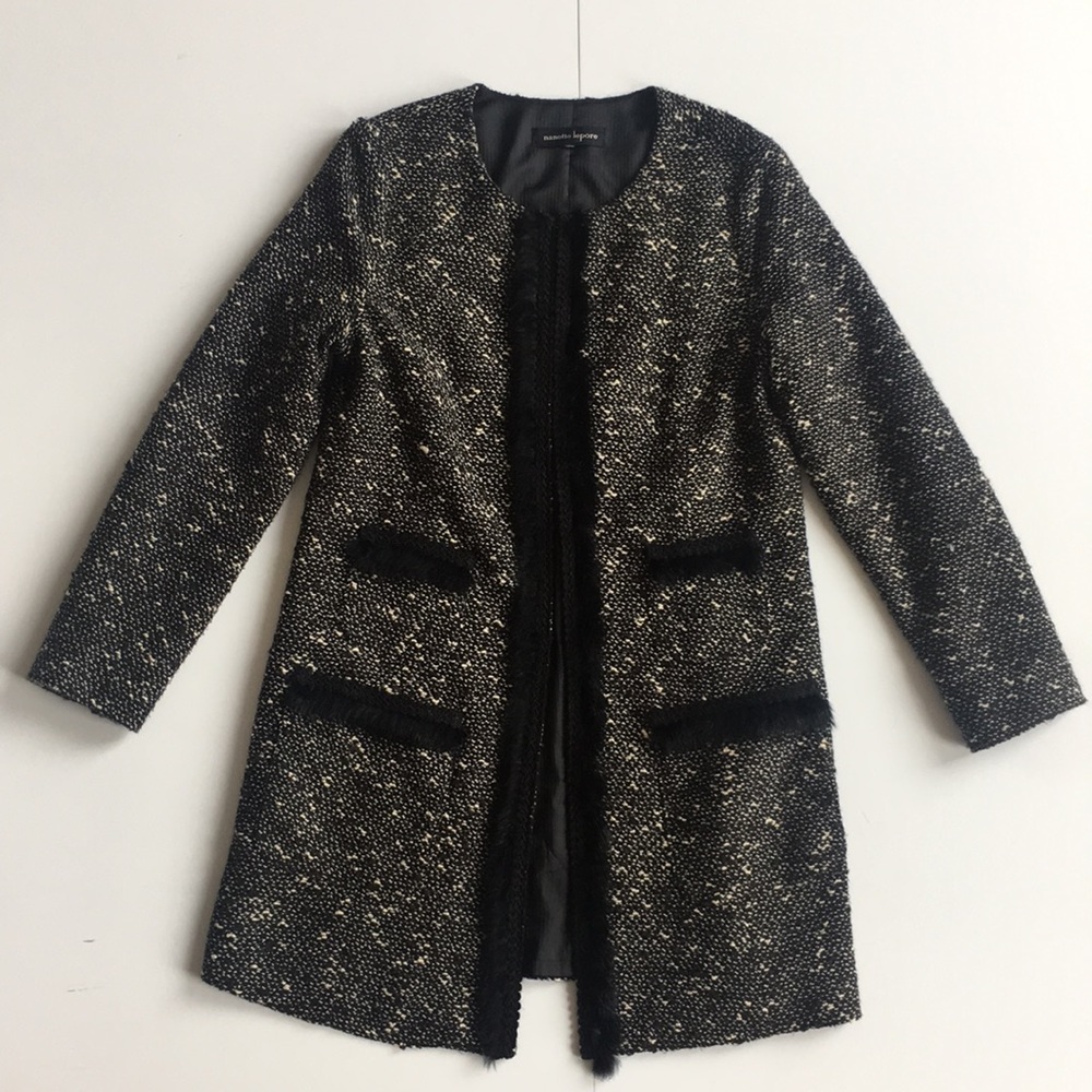 Nanette Lepore Chanel like Tweed Coat With Trim